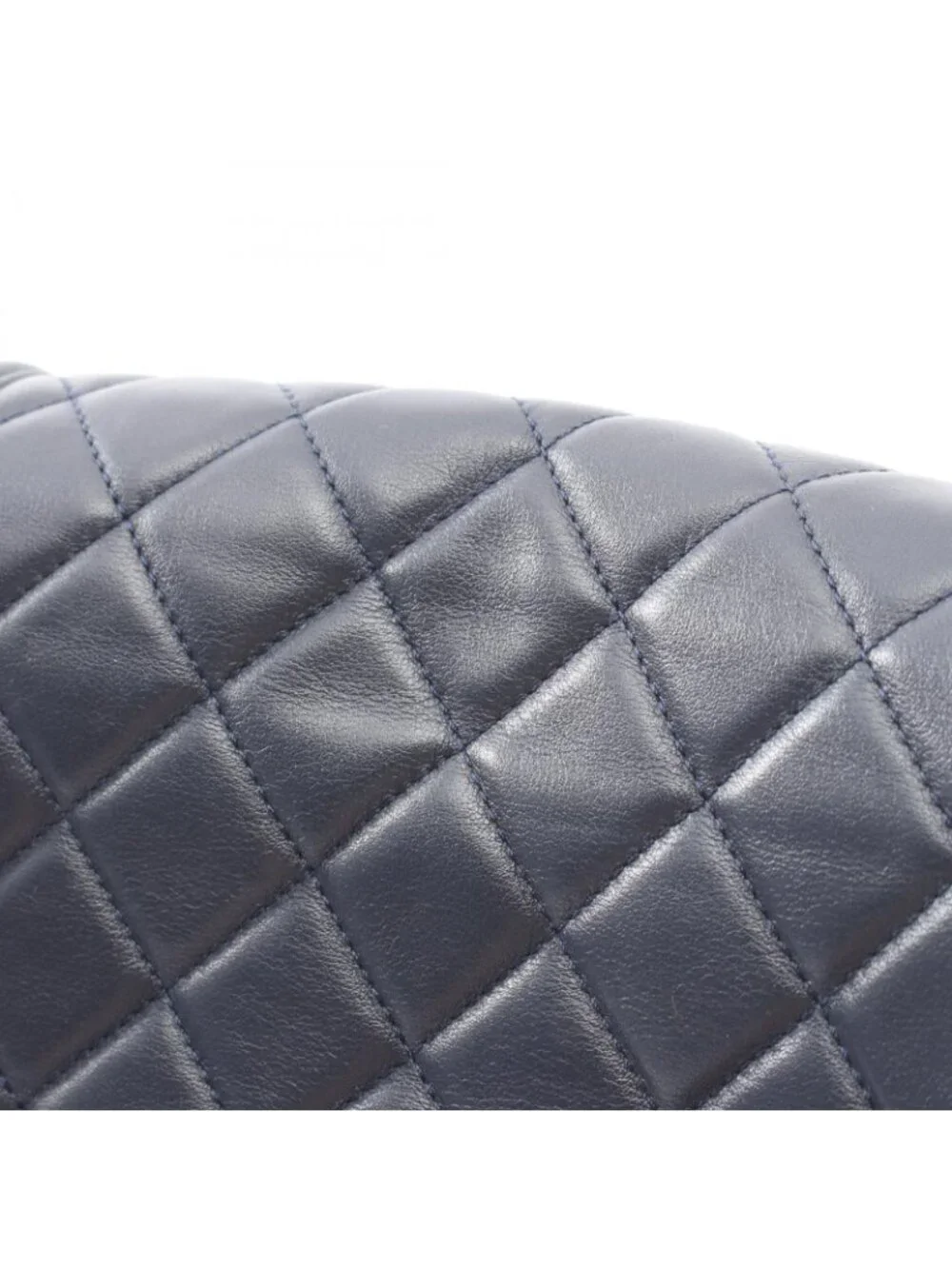 Chanel Shoulder Bag Boy Antique Silver Navy Lambskin Boy Chain